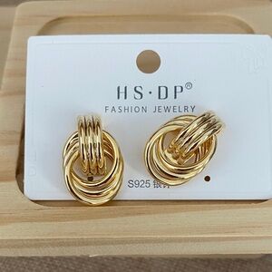 Gold Multi-Ring Knot Stud Earrings